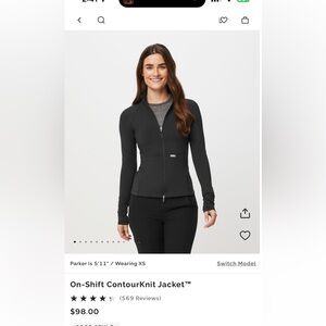 FIGS On Shift Contour Knit Jacket in Black XS